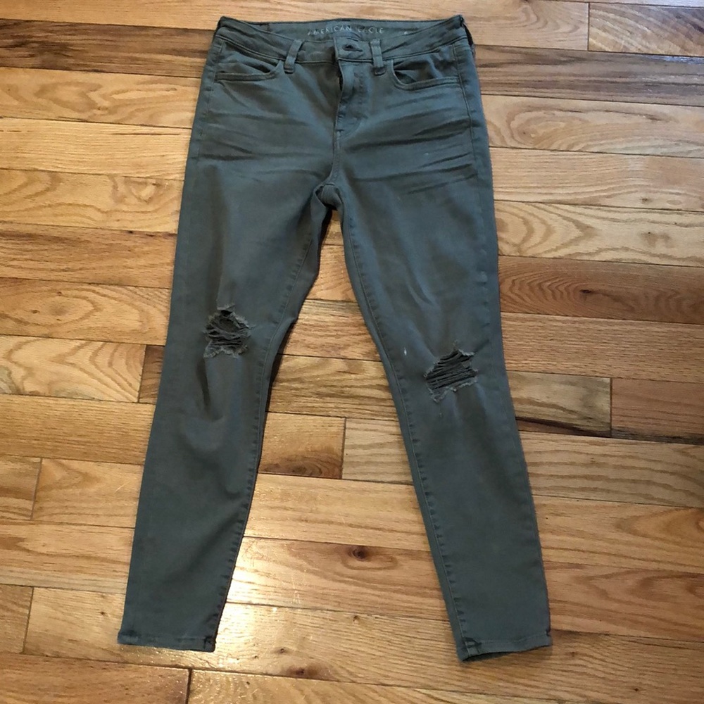 American Eagle Olive Green Cropped Jeggings
